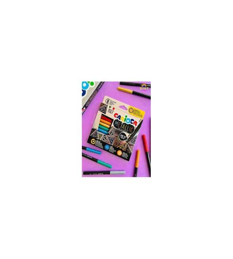 Carioca Marqueurs Métallique Pointe Fine (Pack de 8 Couleurs)